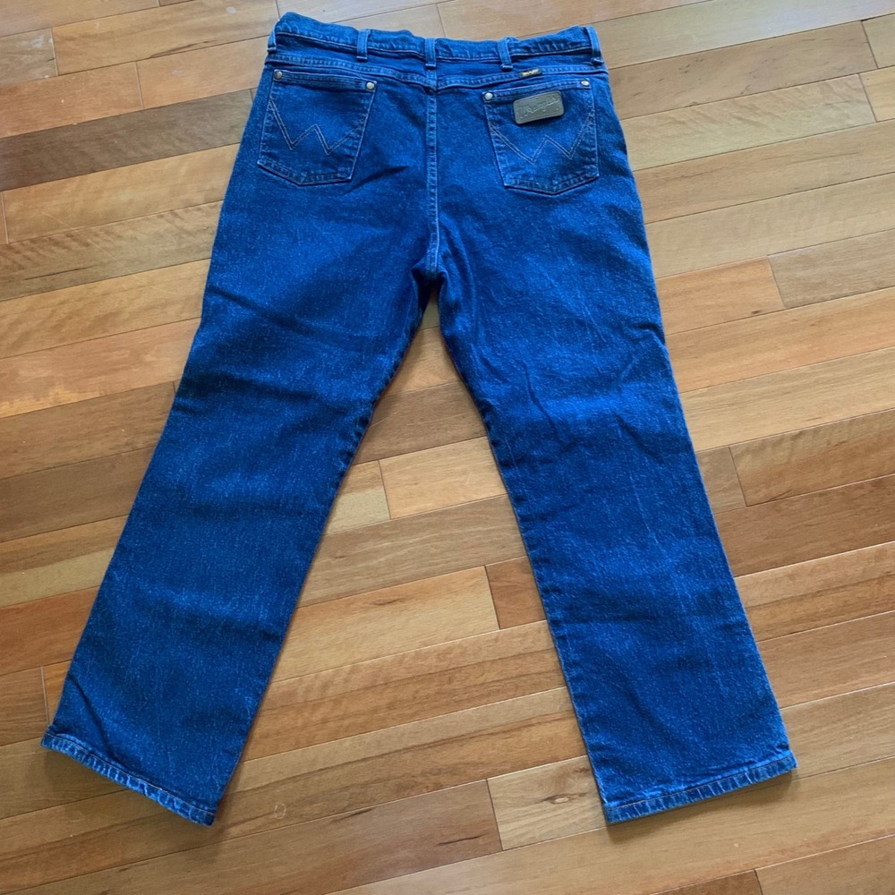 Wrangler 38x30 Jeans Dark Blue Cowboy Cut Slim Fit 937STR Stretch Denim - Picture 3 of 4